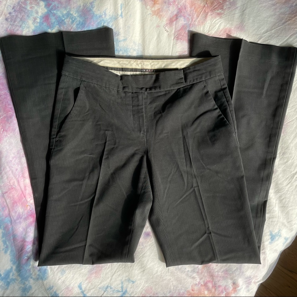 Theory Wide Leg Pinstripe Dress Pants